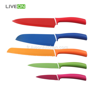 Ensemble de couteau de couleur avec support en acrylique